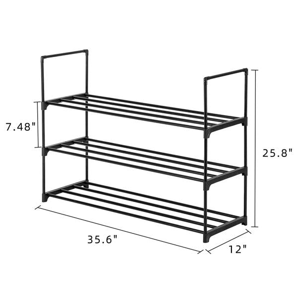 3 Tiers Shoe Rack Shoe Tower Shelf Storage Organizer For Bedroom, Entryway, Hallway, and Closet Black Color